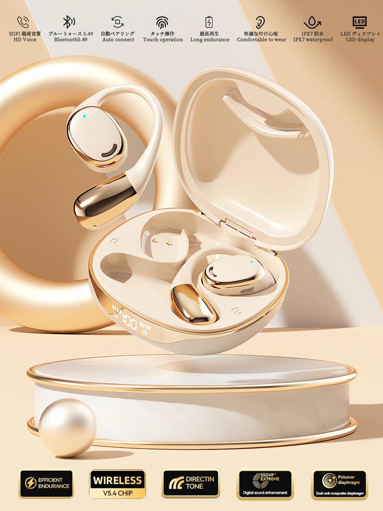 Wireless Earbuds Sound Bluetooth Instant Up to 60 Hours of Bone Conduction No Ear Air Conduction with Fast Ultra LED Battery Level IPX7 for Commuting