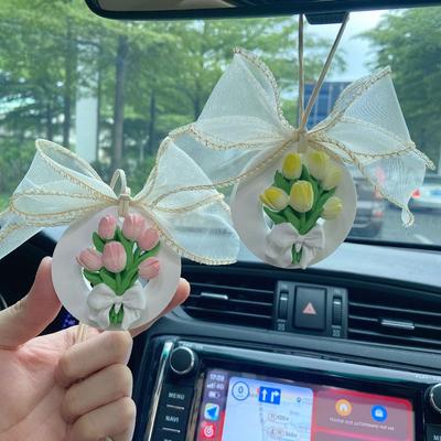 Car Hanging Ornament, High-End Fragrance Diffuser, Tulip Aroma Stone, Rearview Mirror Decoration, Car Interior Pendant, Gift