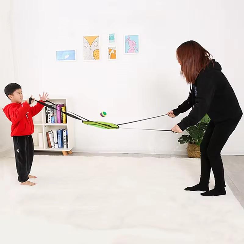Kids Outdoor Throw Toss Sphere Toy Sets Parent-Child Interactive Tactile Play Double Throw Catch Elastic Sphere Kid Motion Gift