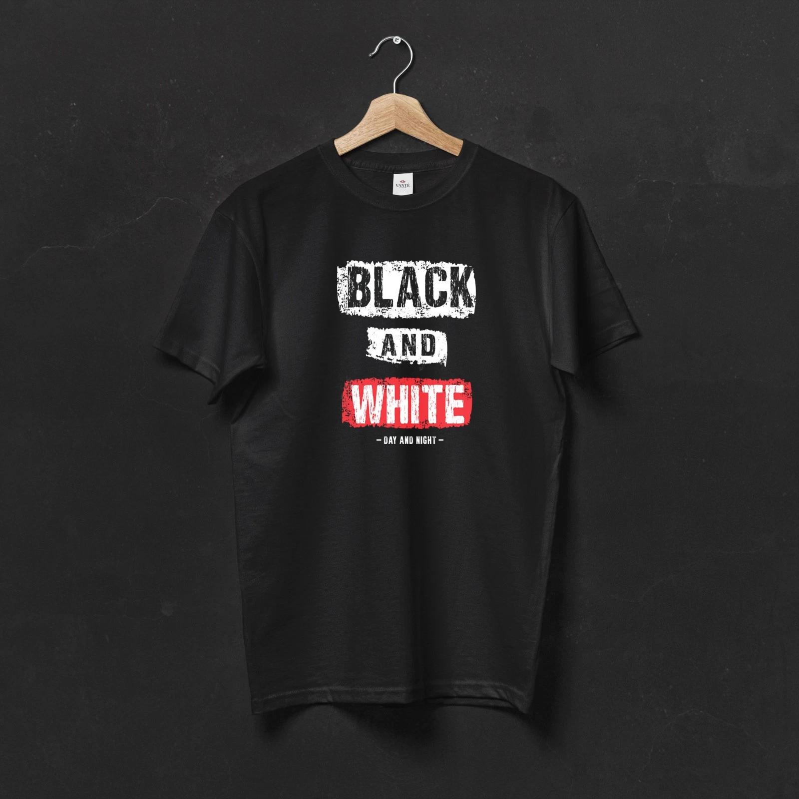 

Black and White T-Shirt, Day and Night Graphic Tee L