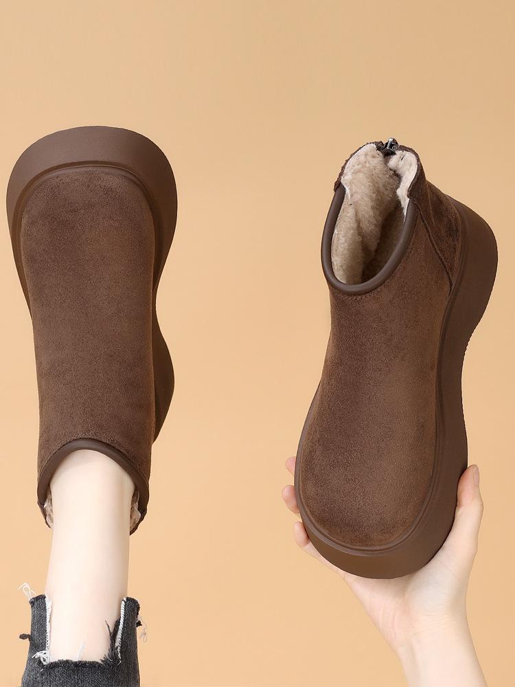 Fur integrated snow boots women s winter thick soles increase after zipper fleece thermal boots Bo short boots 35