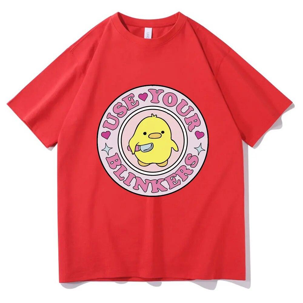 Anime Use Your Blinkers Funny Duck Meme Tričko Módní Oversized Ležérní 100% bavlna Tričko s krátkým rukávem Volné Kreslené tričko