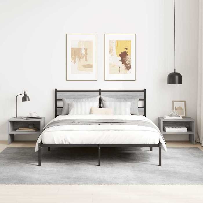 Table de chevet - Maison Exclusive - Sonoma gris - 40 x 30 x 30 cm - Bois d'ingénierie