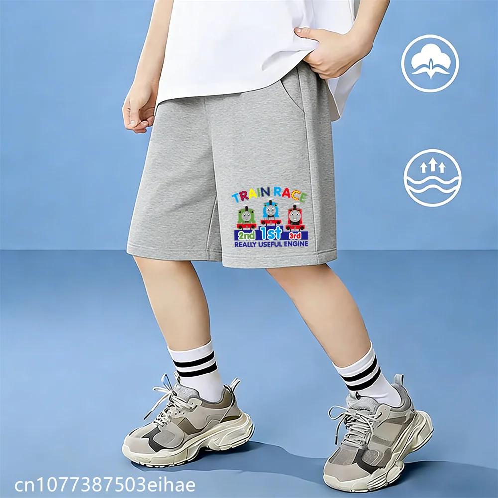 Summer Outdoor Tshirt Toddler Kids Thomas Train Cartoon Print Pure Cotton Short Sleeve Y2K Cute Fun Trendy Apparel