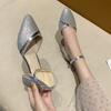 Spring and Summer Footwear Plus Size Sandals Pointed Square Root Thick Heel Women's Shoes One-button Sandals Women's Shoes