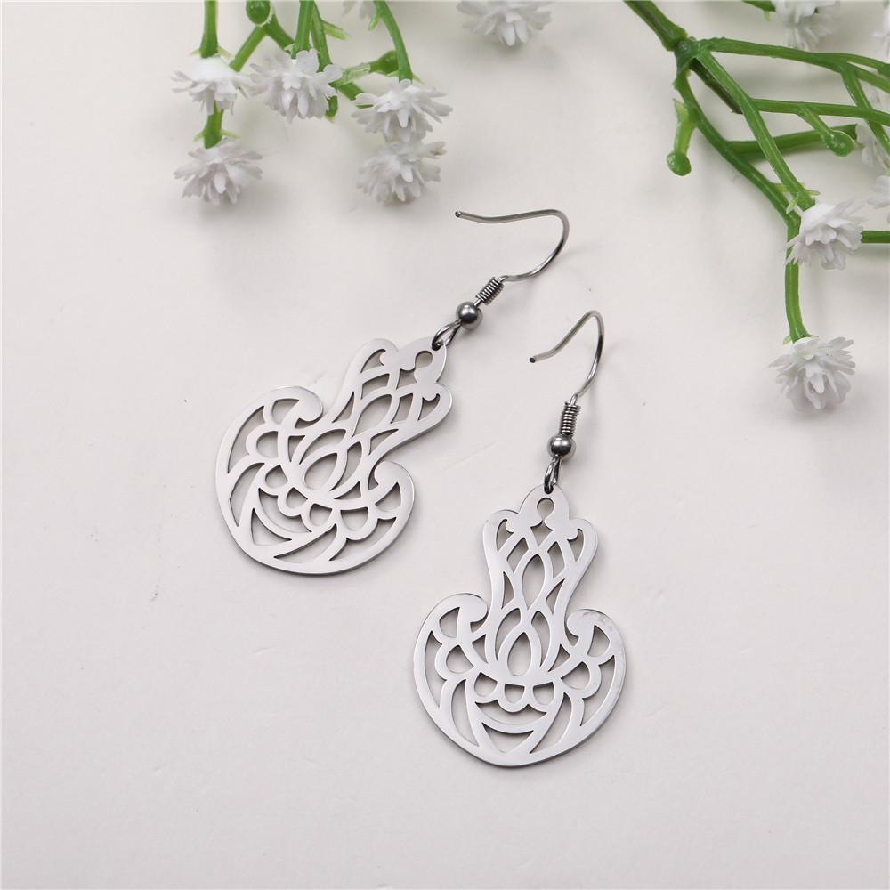 Filigree Dangle Drop Earrings Bohemian Stainless Steel Black Gold Hollow Vintage Pendant Earrings for Woman Gifts