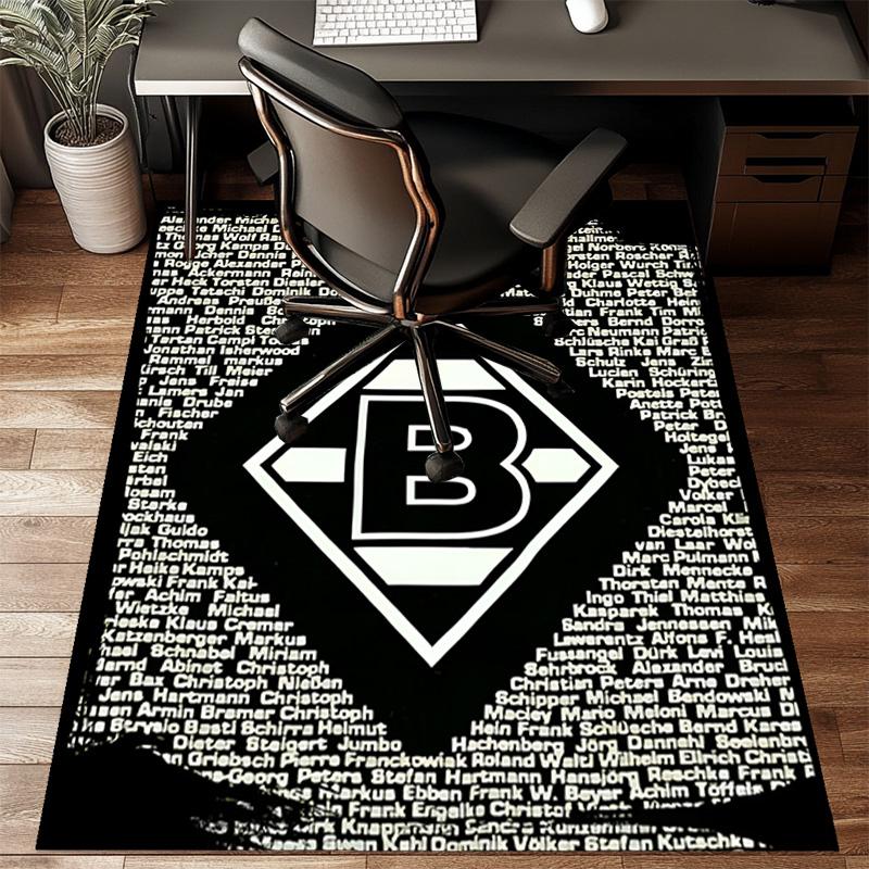 Green Black Borussia Rug for Living Room, Game Rooms, Office, Bedroom, Office Floor Mat Playful Design, fan gifts Christmas decor