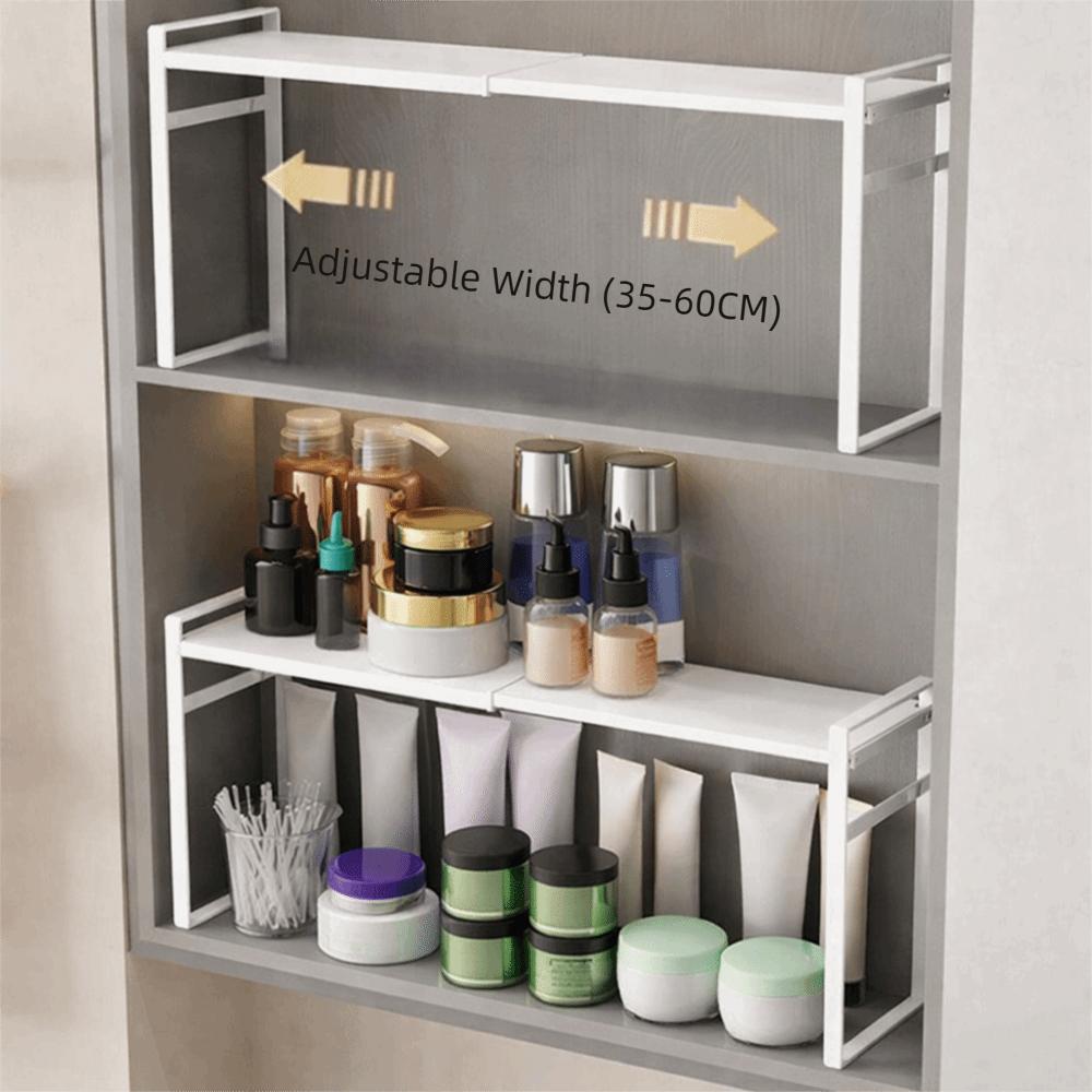 Double-Layer Retractable Storage Rack Iron Narrow Spice Rack Cabinet Partition Shelf  Bathroom