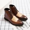 Men New Chelsea Boots Pointed English Style Multi Color Spliced Lace Up Ankle Boots 38-48 Male Boots