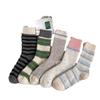 Winter Thickened Wool Dot Yarn Striped Socks for Women, Contrasting Color Plush Warm Mid-calf Pile Socks