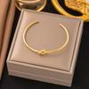 18K Gold Plated 316L Fashionable Titanium Steel Bracelets Waterproof Heart Roman Numerals Queen's Chain Link Bangles
