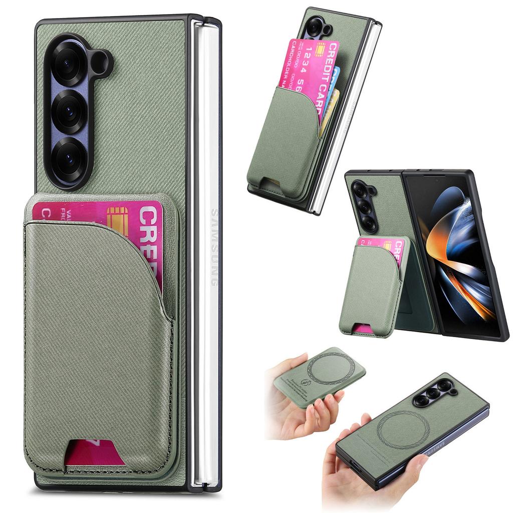 2 In 1 Detachable Cards Solt Wallet Case For Samsung Galaxy Z Flold 6 5 5G Fold6 Fold5 Magnetic Vertical Bag Wirelss Charging