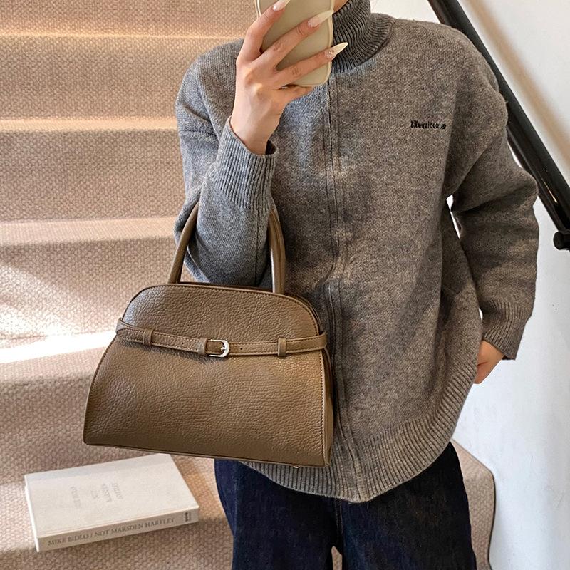 

Винтажная сумка-тоут большой вместимости для поездок на работу, модная нишевая простая однотонная универсальная сумка-мессенджер в стиле легкой роскоши 30*10*22