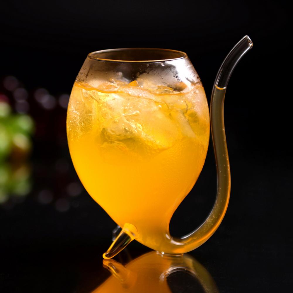 Tazza Bicchiere con Cannuccia Bicchiere Vino Whiskey Resistente al Calore Succhiare Succo Latte Tubo per Bere Tazza con Cannuccia