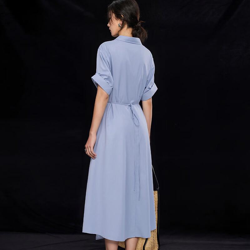 Women's Vertical Stripe Lapel Shirt Dress
