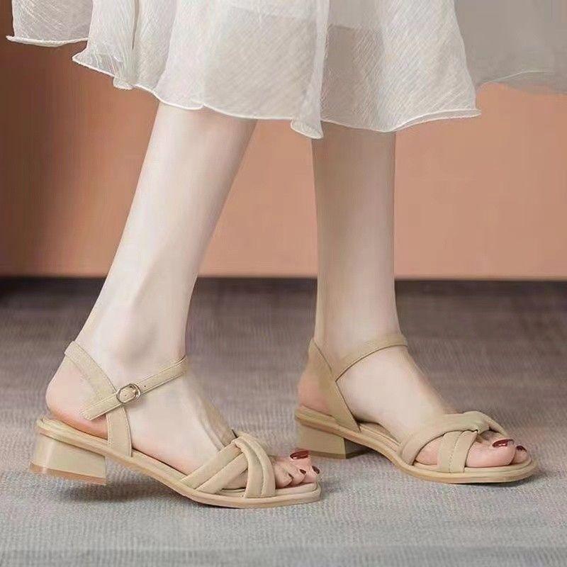 Fashion Sandals For Women Office Work One Word Open Toe Leather Square Heels On Offer And Premium Wholesale 2024 Luxury Sandal Pvc