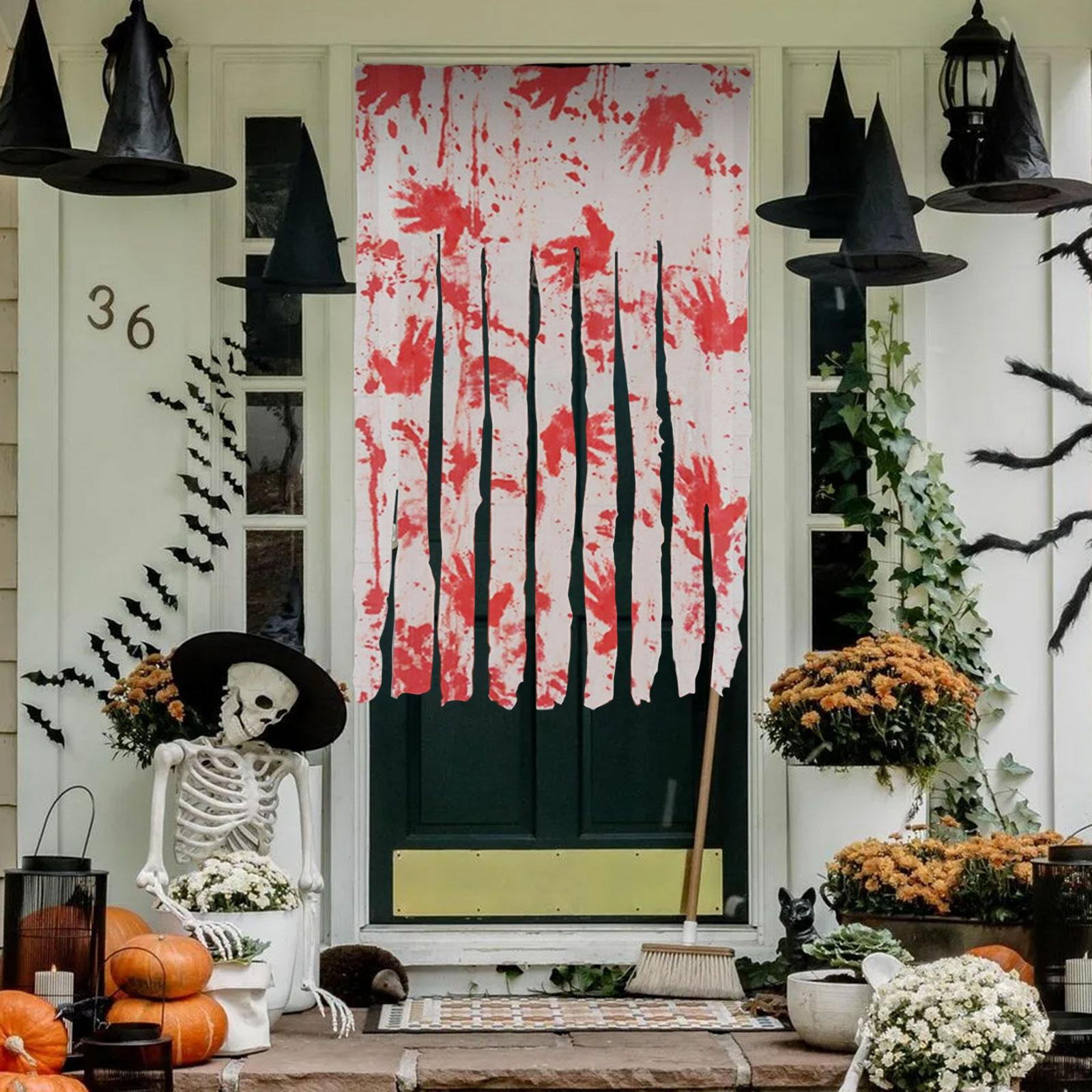 

Хэллоуин Занавес для дверного проема Страшное украшение Жуткая ткань для праздника Handprints 9 Strip