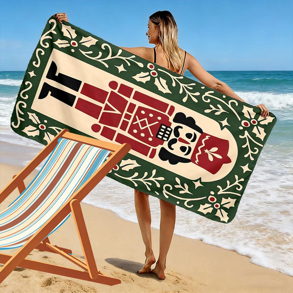 Regal festive soldier charm Print beach towel, quick drying, suitable for travel, outdoor sports, jogging, the beach and swimming, gift