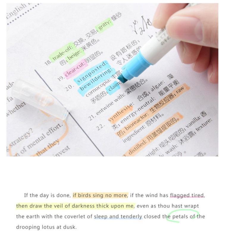 12Pcs/set 12Colors Cute Double Head Fluorescent Pen Highlighters Color Marker Pen School Supplies