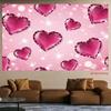 2D Romantic Valentine Backdrop Glitter Diamond Hearts with Bokeh Lights Party Photo Background