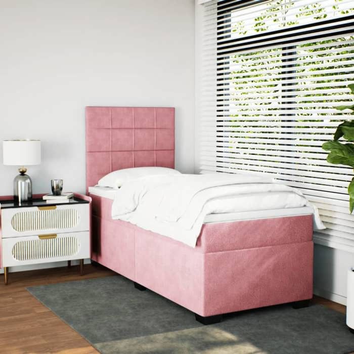 Maison Exclusive - Sommier à lattes de lit avec matelas Rose 90x200 cm Velours
