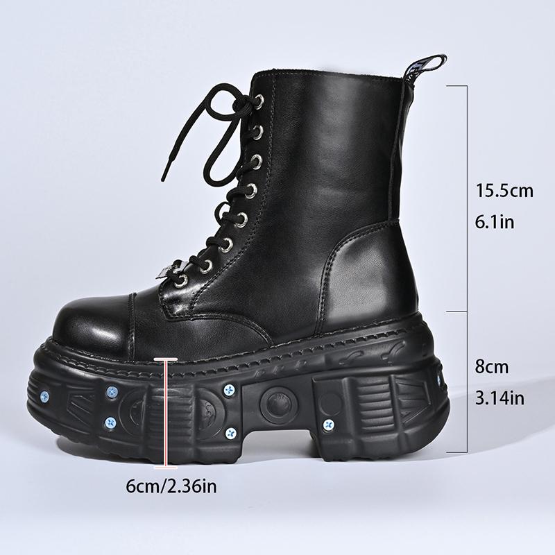 

Модные панк ботильоны на массивной платформе для женщин, на толстой подошве, с металлическими заклепками, женские ботинки в стиле милитари, осенне-зимние, из черной искусственной кожи, Botas Mujer 42