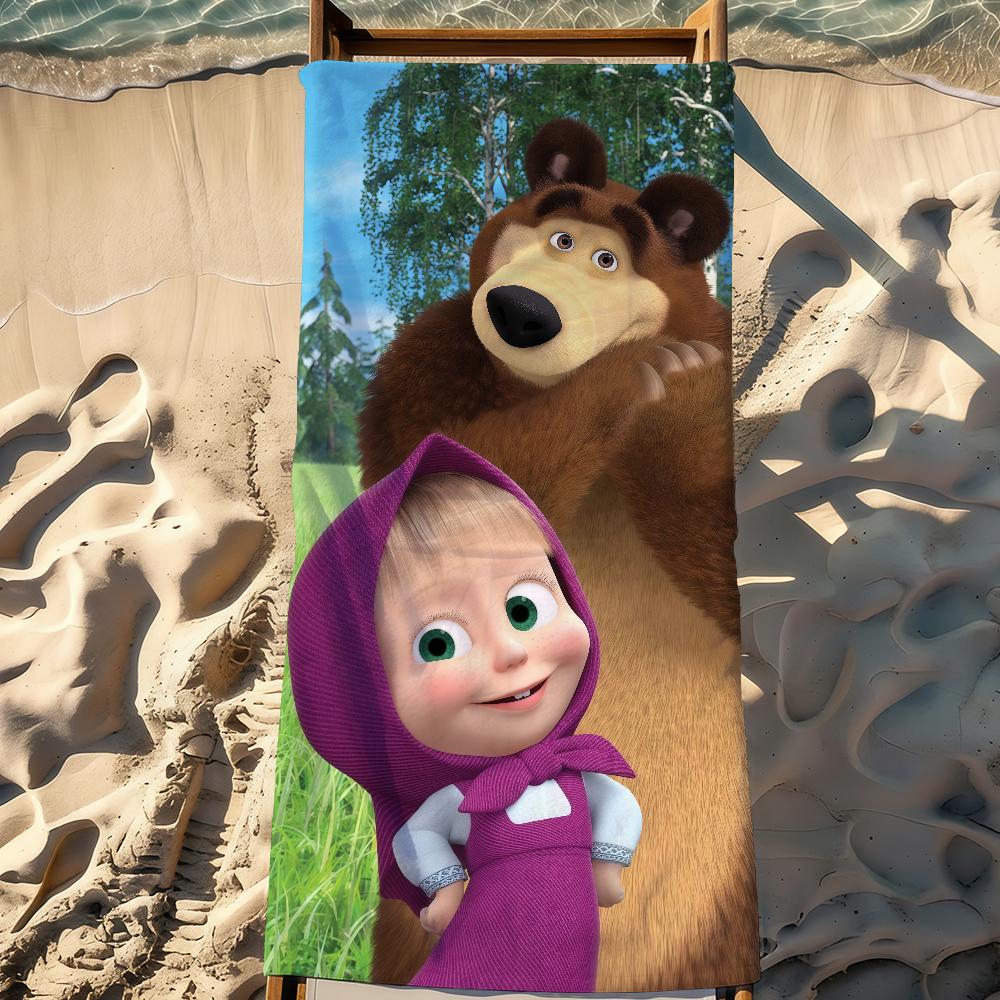 Cartoon M-Masha n the B-Bear-S Towel Sports Quick Dry Travel Camping Gear Sandproof Soft Light Large Beach Towel