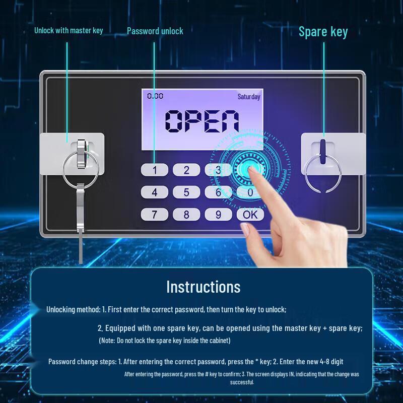 Jin Yun Dual-Door Electronic Password Security Cabinet