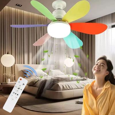 30/40W Ceiling Fan Lighting Color Temperature Modern Ceiling Mount Remote Control Dimmable Light Smart E27 Led Ceiling Fan Light