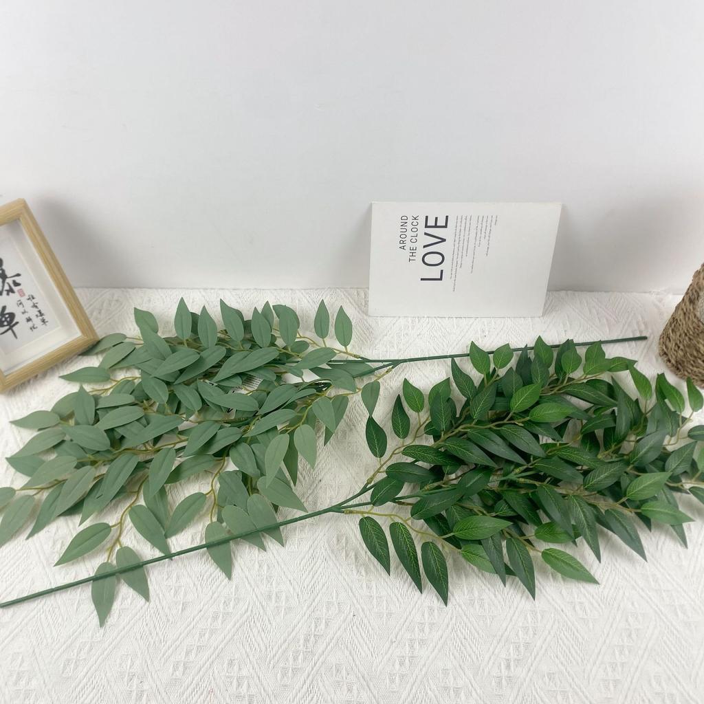 20pcs Direct Sales Simulation Green Plant Leaf Silk Screen Printing Single Branch Binary 18 Mesh Willow Leaf Home Outdoor Decoration
