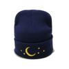 Beanie Trendy Versatile Wool Hat Beanie Star Moon Embroidery Knitted Hat Pullover Hat Men and Women