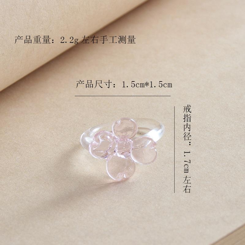 Handmade Glaze Glass Flower Ring Crystal Daisy Sunflower Jewelry Accessories for Women Exquisite Small Clover Rings Girls Gift