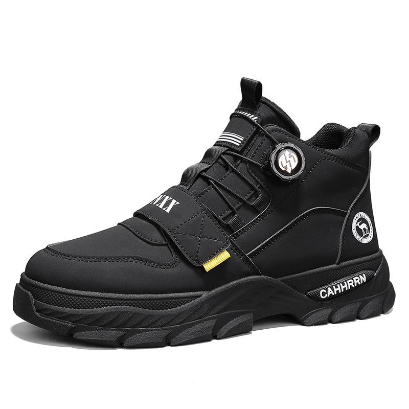 

Men s shoes 2025 winter new Martin boots men s rotating buckle casual outdoor tooling boots high-top trendy shoes 44 чёрный