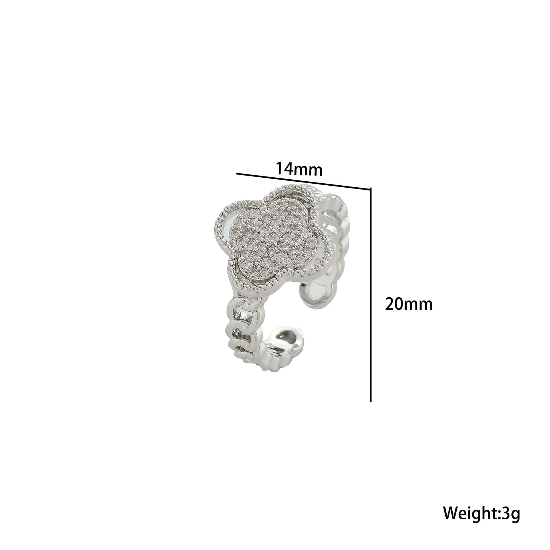 

Модный индивидуальный дизайн кольцо с четырьмя листочками клевера для девушки, темперамент, милый, крутой стиль, открывающееся регулируемое кольцо