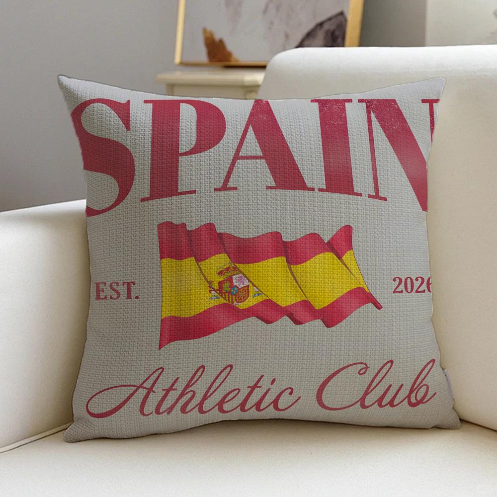 Cushion Cover Cushion Cover Pillowcase, Anti-Mite Invisible Zipper, Linen Sofa Cushion S-Spain Flag
