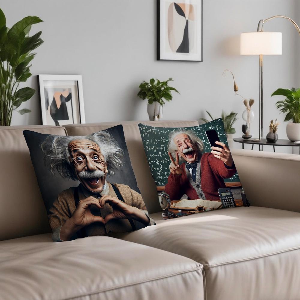 A-Albert E-E-EINSTEIN Cushion Cover Square Sofa Cushion Cover Casual Skin-Friendly Comfortable Pillow Cover