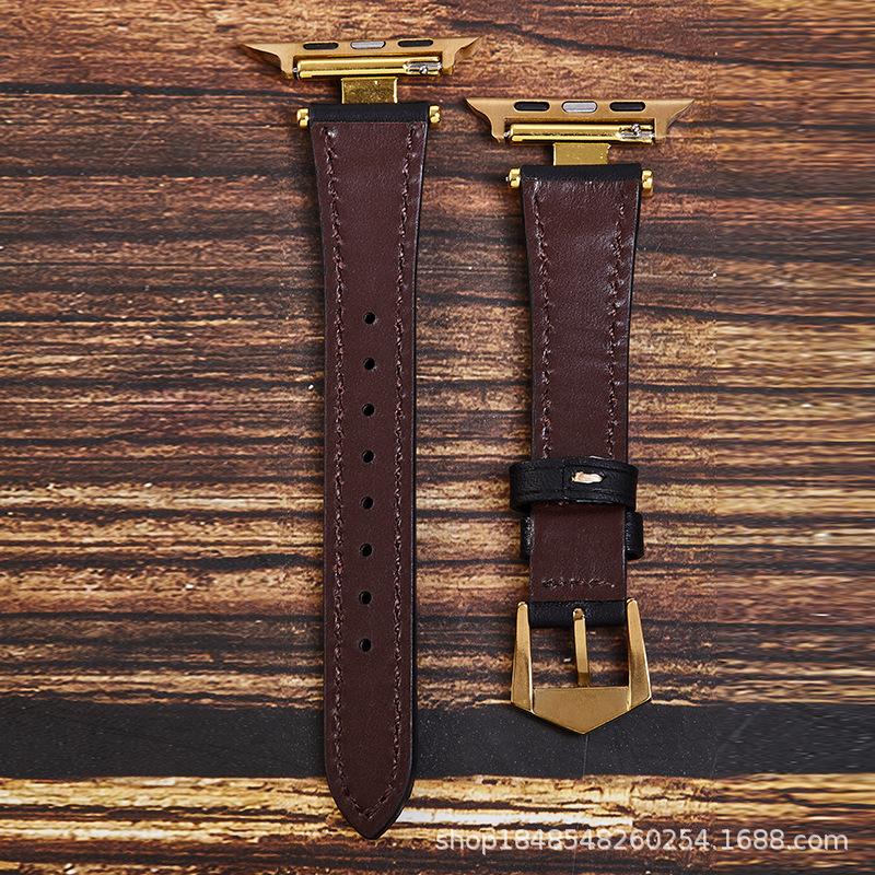 Die erste Schicht des Retro-Armbands mit schmaler Taille ist für Damen-Apple-Watch-Armbänder Applewatch8765Se geeignet.