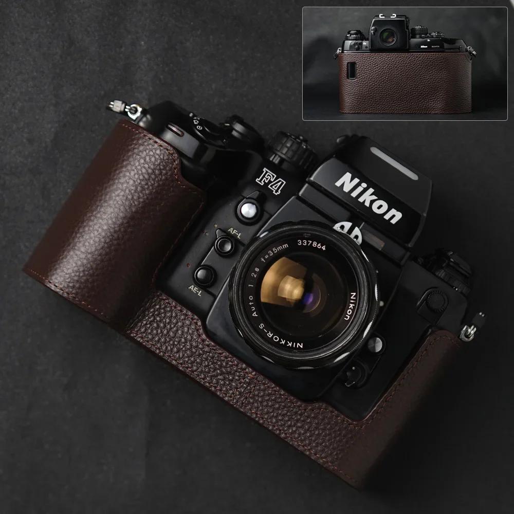 Genuine Real Leather Half Camera Case Bag Cover For Nikon F4 Case F3/F2/F/FM2/FM3A Case Camera Bag Photography Accessories