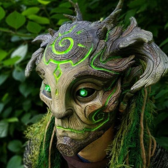 Halloween Green Forest Elf Latex Mask - Old Man Design