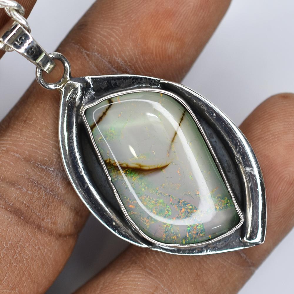 Natural Opal Pendant Monarch 53 ct Fancy 925 Sterling Silver October Birthstone for Gem Collections