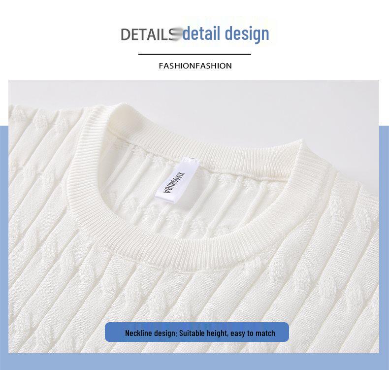 2026 Men's Ice Silk Textured Jacquard Striped Knit T-Shirt
