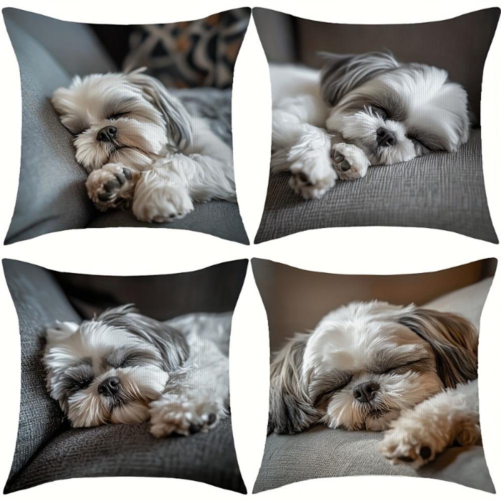 1/4pcs Cute Shih Tzu Sleeping Pattern Pillowcases Sofa Cushion Cover Home Bedroom Room Decoration