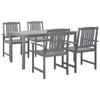 Day & Night - Day & Night 5-Piece Garden Dining Set Solid Acacia Wood Grey