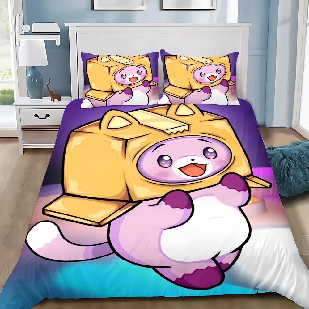 Kreskówkowy Pokrowiec na Kołdrę Poszewka na Poduszkę Zestaw Pościeli L-Lankyboxes Dorosły Chłopak Dziewczyna Dekoracja Sypialni Dzieci Prezent Pojedynczy Podwójny Duży Rozmiar