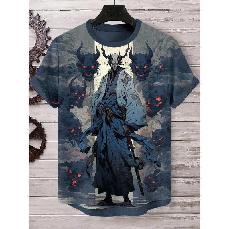 

Винтажная футболка в японском стиле Харадзюку для мужчин и женщин, Япония, Самурай, 3D-принт, Повседневная, Смешная, Графическая, Спортивная, Топы, Футболки, Одежда 6XL