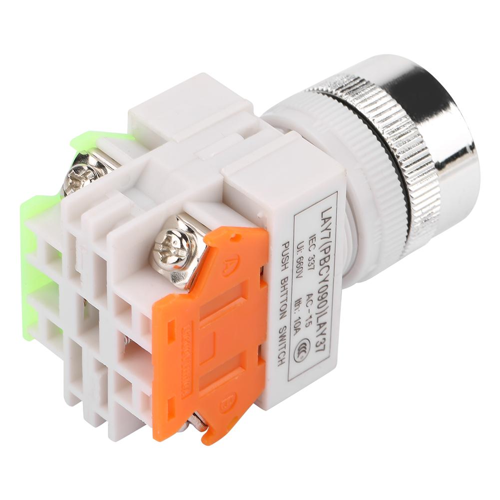 Self Locking Flat Head Red Push Button Switch 22mm Mount LAY3711BNZS