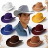 Modischer Atmungsaktiver Jazz Ritterhut Breiter Rand Herzförmiger Diamant Cowboyhut Einfarbiger Sonnenhut Für Männer Frauen
