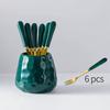 6pcs Fork and Storage Can Set Simple Nordic Style Fruit Fork Dessert Fork Tableware Practical Kitchenware