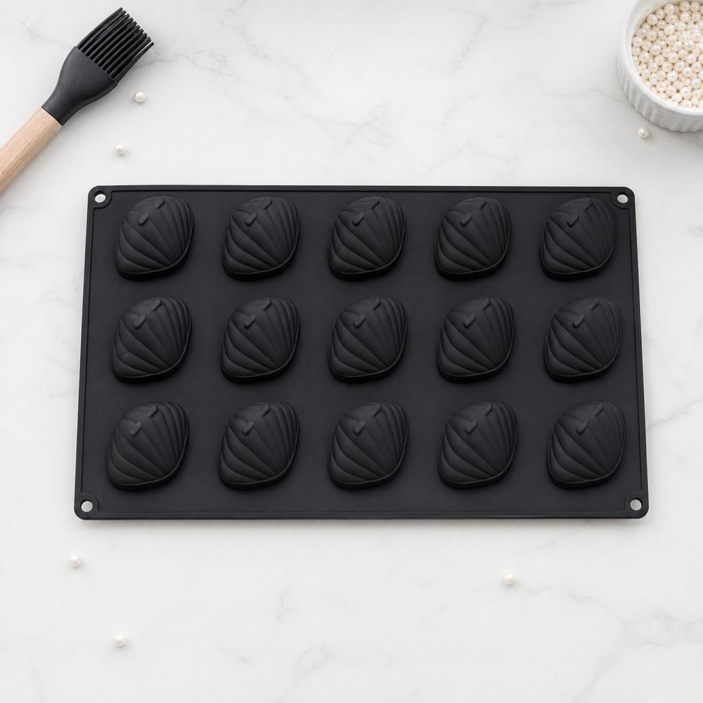 15 Cavity Silicone Shell Mold Flexible Baking Mold for Resin Chocolate Cake Soap Making with Non-Stick Surface and Heat Resistance