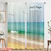 2pcs 2D Flat Printing Curtain Jesus Prayer Beach Ocean Polyester Without Electricity Festive Curtains Use for Door Wall Yard